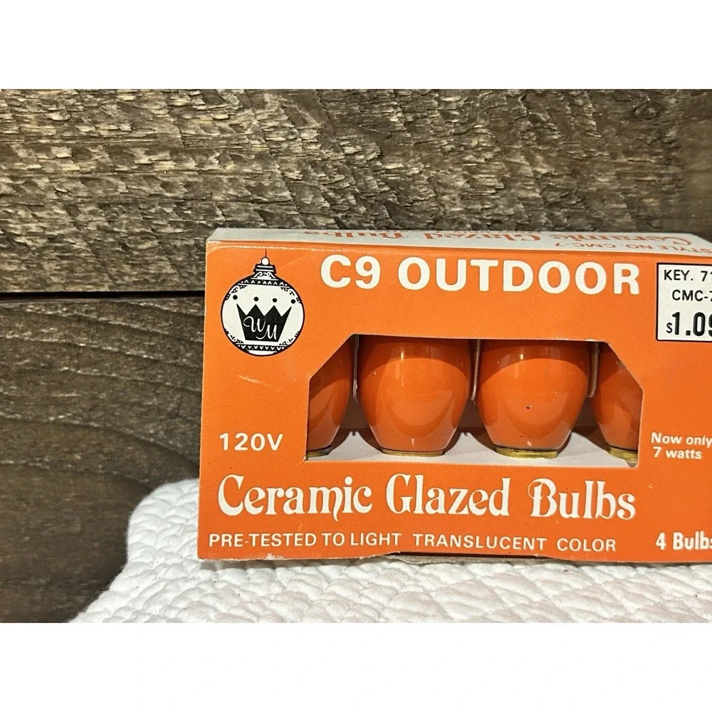 Orange C9 Glazed Bulbs Outdoor Christmas New , VTG  Halloween 2 Pack